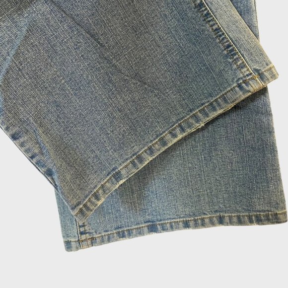 Y2K Mudd Flair Jeans Womens 15 Medium Stone Wash Low-Rise Denim Bell Bottoms New - Picture 8 of 11